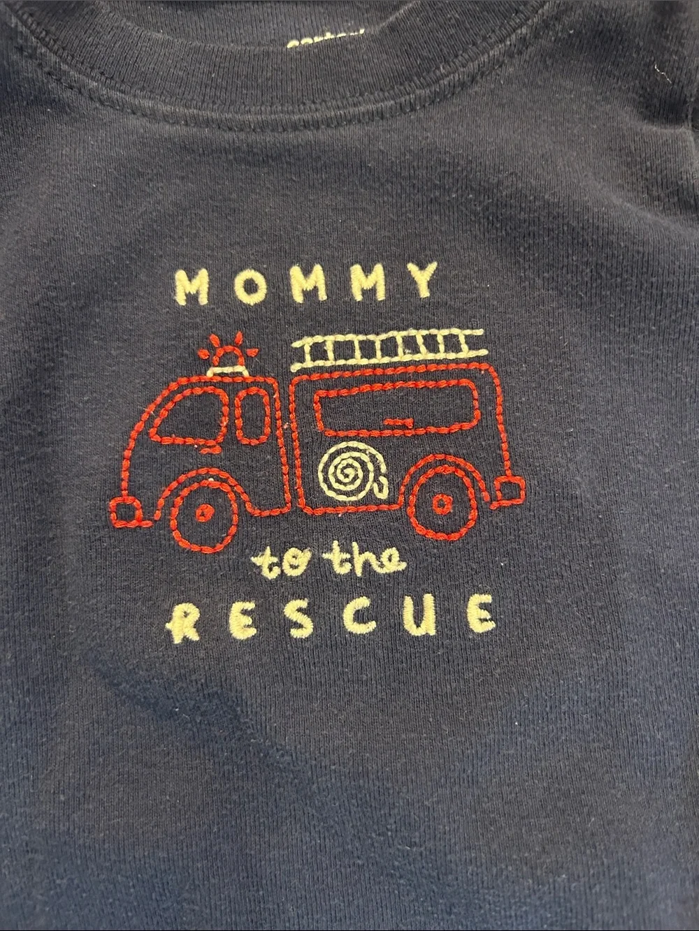 Carter’s Navy 'Mommy to the Rescue' Bodysuit with Quilted Light Gray Pants 6 Mon